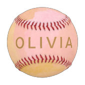 Abstrakte Malerei in Rosa und Gold Baseball (Rückseite)