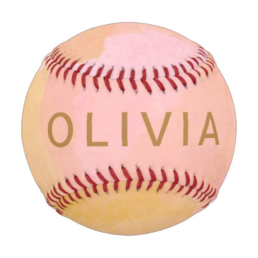 Abstrakte Malerei in Rosa und Gold Baseball (Vorderseite)