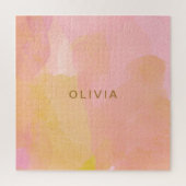 Abstrakte Malerei in Rosa und Gold Puzzle (Vertikal)