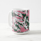 Abstrakte Malerei in Rosa und Grün Kaffeetasse (Vorderseite Links)