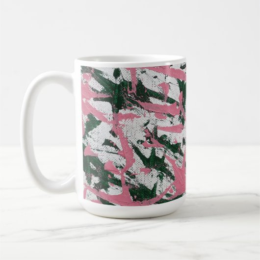 Abstrakte Malerei in Rosa und Grün Kaffeetasse (Links)