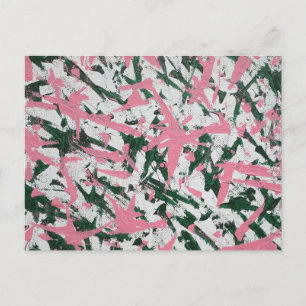 Abstrakte Malerei in Rosa und Grün Postkarte