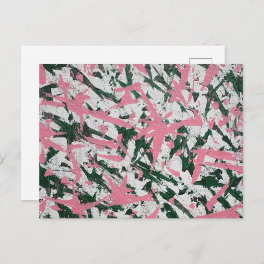 Abstrakte Malerei in Rosa und Grün Postkarte (Vorne/Hinten)