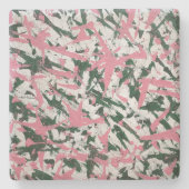 Abstrakte Malerei in Rosa und Grün Steinuntersetzer (Vorderseite)