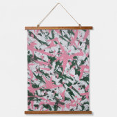 Abstrakte Malerei in Rosa und Grün Wandteppich Mit Holzrahmen (Vorderseite)