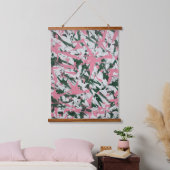 Abstrakte Malerei in Rosa und Grün Wandteppich Mit Holzrahmen (Schlafzimmer)