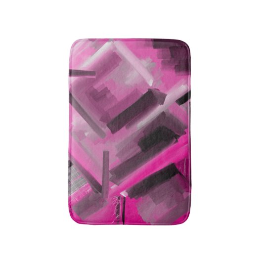 Abstrakte Malerei in Rosa und Schwarz Badematte (Vorderseite Vertikal)