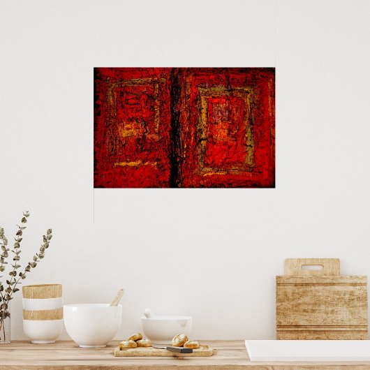 Abstrakte Malerei in Rot-Afrika Print Poster (Küche)