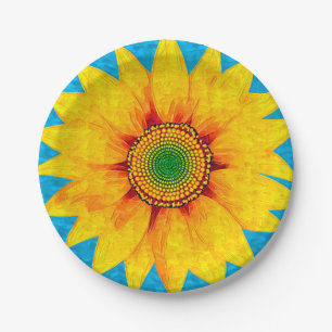 Abstrakte Malerei-Kunst der Sonnenblume-  Pappteller