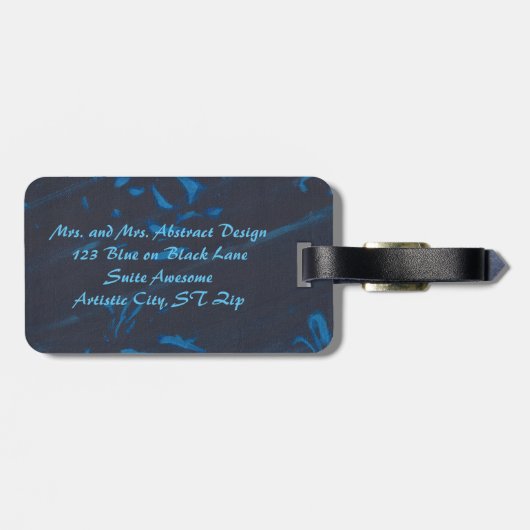 Abstrakte Malerei Light Blue auf schwarzen Gepäcka Gepäckanhänger (Rückseite horizontal)