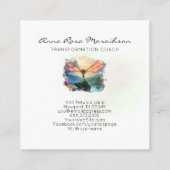 *~* Abstrakte Malerei Lotus Dragonfly Quadratische Visitenkarte (Rückseite)