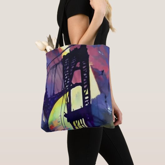 Abstrakte Malerei Manhattan Bridge Tasche (Von Nahem)