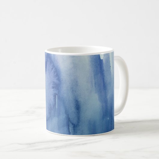 Abstrakte Malerei mit blauer Wasserfarbe Kaffeetasse (VorderseiteRechts)