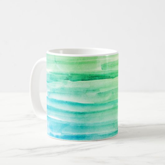 Abstrakte Malerei mit blauer Wasserfarbe Kaffeetasse (Vorderseite Links)