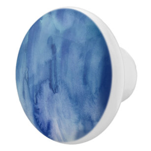 Abstrakte Malerei mit blauer Wasserfarbe Keramikknauf