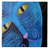Abstrakte Malerei mit Blue Cat Faces Fliese (Vorderseite)