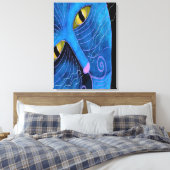 Abstrakte Malerei mit der blauen Katze Leinwanddruck (Insitu (Schlafzimmer))