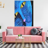 Abstrakte Malerei mit der blauen Katze Leinwanddruck (Insitu (Wohnzimmer))