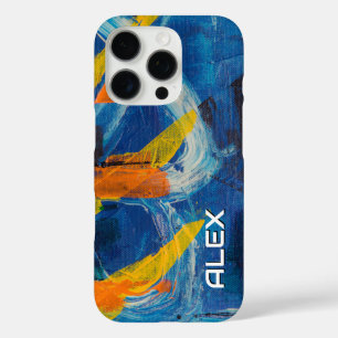Abstrakte Malerei mit Gelb und Orange iPhone 16 Pro Hülle