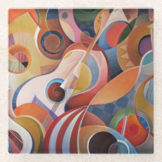 Abstrakte Malerei mit handgefertigter Musik Glasuntersetzer