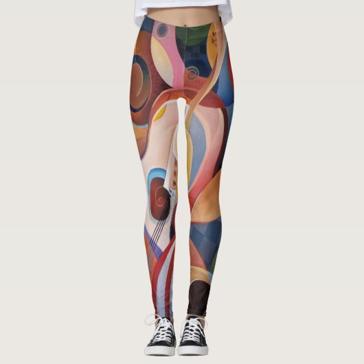 Abstrakte Malerei mit handgefertigter Musik Leggings (Vorderseite)