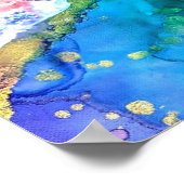 Abstrakte Malerei mit mehrfarbigem goldfarbenem Ac Poster (Ecke)