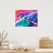 Abstrakte Malerei mit mehrfarbigem goldfarbenem Ac Poster (Küche)