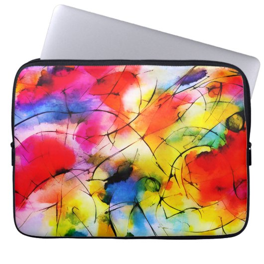 Abstrakte Malerei mit Regenbogenfarben Laptopschutzhülle (Vorderseite)