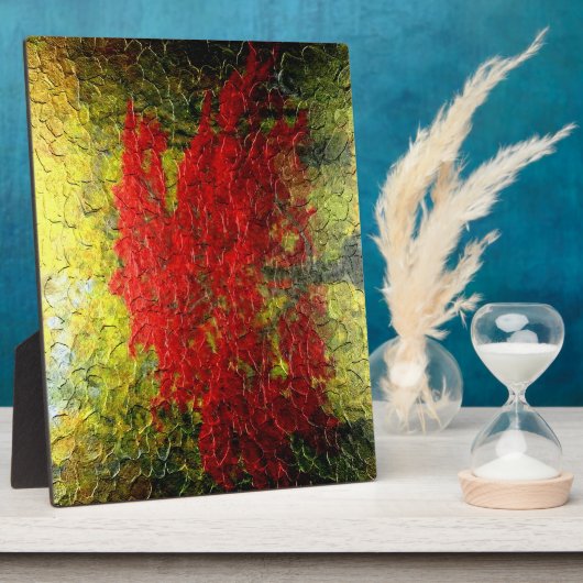 Abstrakte Malerei mit Rotem Baum im Herbst Fotoplatte (Seite)