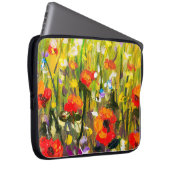 Abstrakte Malerei mit roten Papieren Laptopschutzhülle (Vorne Rechts)