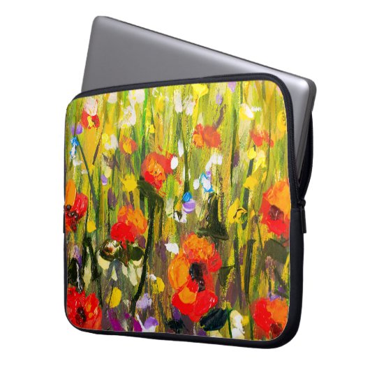 Abstrakte Malerei mit roten Papieren Laptopschutzhülle (Vorderseite Links)