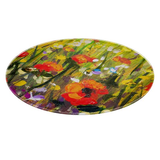 Abstrakte Malerei mit roten Papieren Schneidebrett (Ecke)