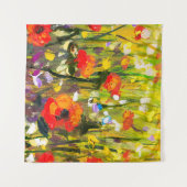 Abstrakte Malerei mit roten Papieren Wandteppich (Vorderseite (Horizontal))