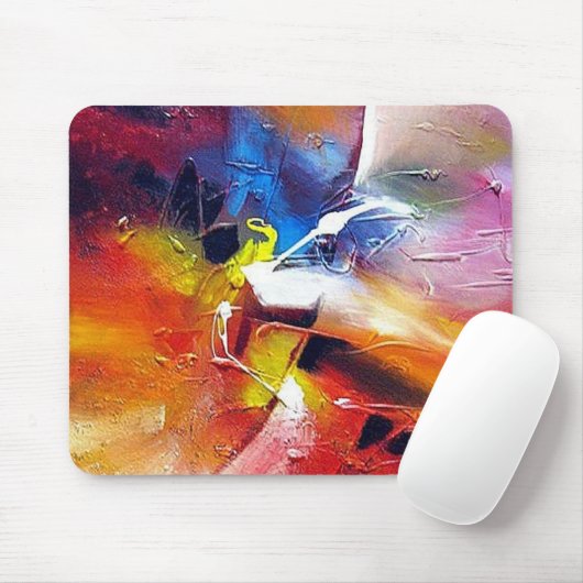 Abstrakte Malerei Moderner Expressionist Rot Gelb Mousepad (Mit Mouse)
