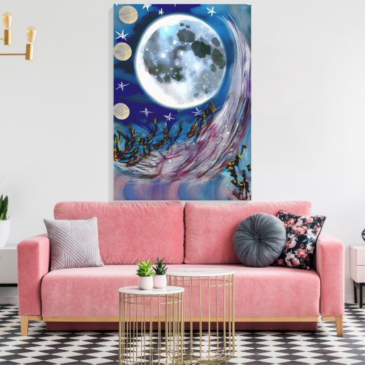 Abstrakte Malerei, Mondnacht, Leinwand (Insitu (Wohnzimmer))