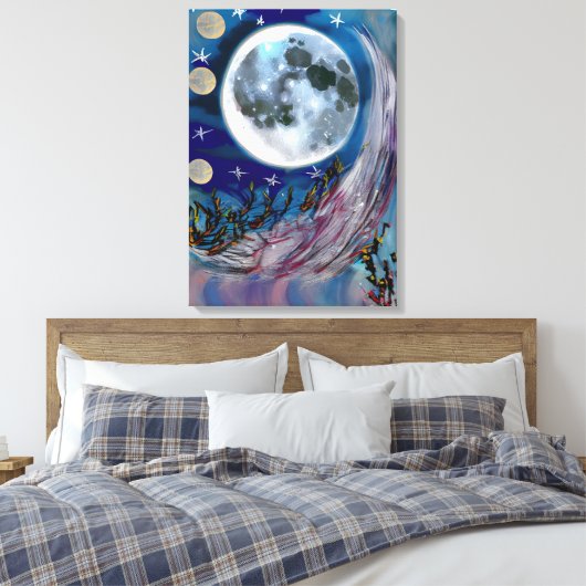 Abstrakte Malerei, Mondnacht, Leinwand (Insitu (Schlafzimmer))