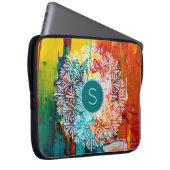 Abstrakte Malerei Monogram Mandala Art Laptopschutzhülle (Vorne Rechts)