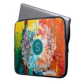 Abstrakte Malerei Monogram Mandala Art Laptopschutzhülle (Vorderseite Links)