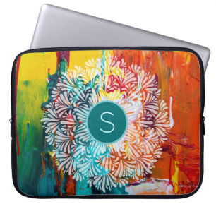 Abstrakte Malerei Monogram Mandala Art Laptopschutzhülle