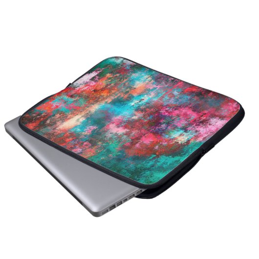 Abstrakte Malerei. Pinselstriche, Farbflecken. M Laptopschutzhülle (Vorne Knopf)