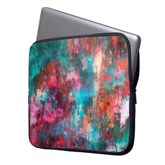 Abstrakte Malerei. Pinselstriche, Farbflecken. M Laptopschutzhülle (Vorderseite Links)
