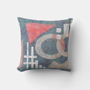 Abstrakte Malerei vintage alt blau Koralle geometr Kissen
