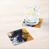 Abstrakte Malereien aus Gold, Blau und Weiß Rechteckiger Pappuntersetzer (Vor Ort)