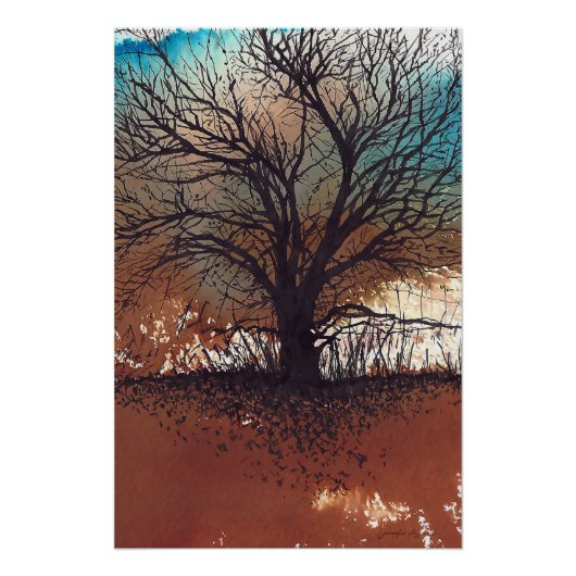 Abstrakte Malereien Landschaft Wasserfarben Kunst, Poster (Vorderseite)