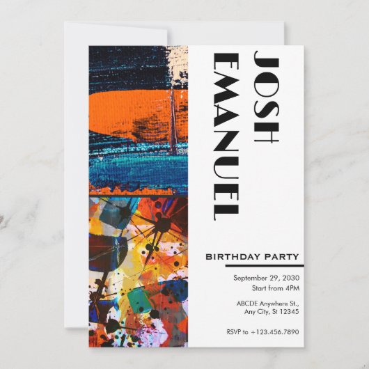 Abstrakte Malkunst Einladung (Vorderseite)