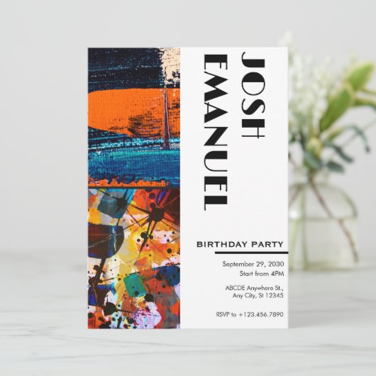 Abstrakte Malkunst Einladung (Stehend Vorderseite)