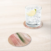 Abstrakte Malkunst in rosa grün gestreift Runder Pappuntersetzer (Vor Ort)