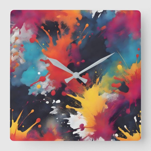Abstrakte Malkunst Quadratische Wanduhr (Vorderseite)