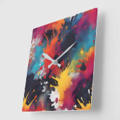 Abstrakte Malkunst Quadratische Wanduhr (Winkel)