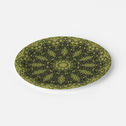Abstrakte Mandala Ethno Pappteller (Schrägansicht)